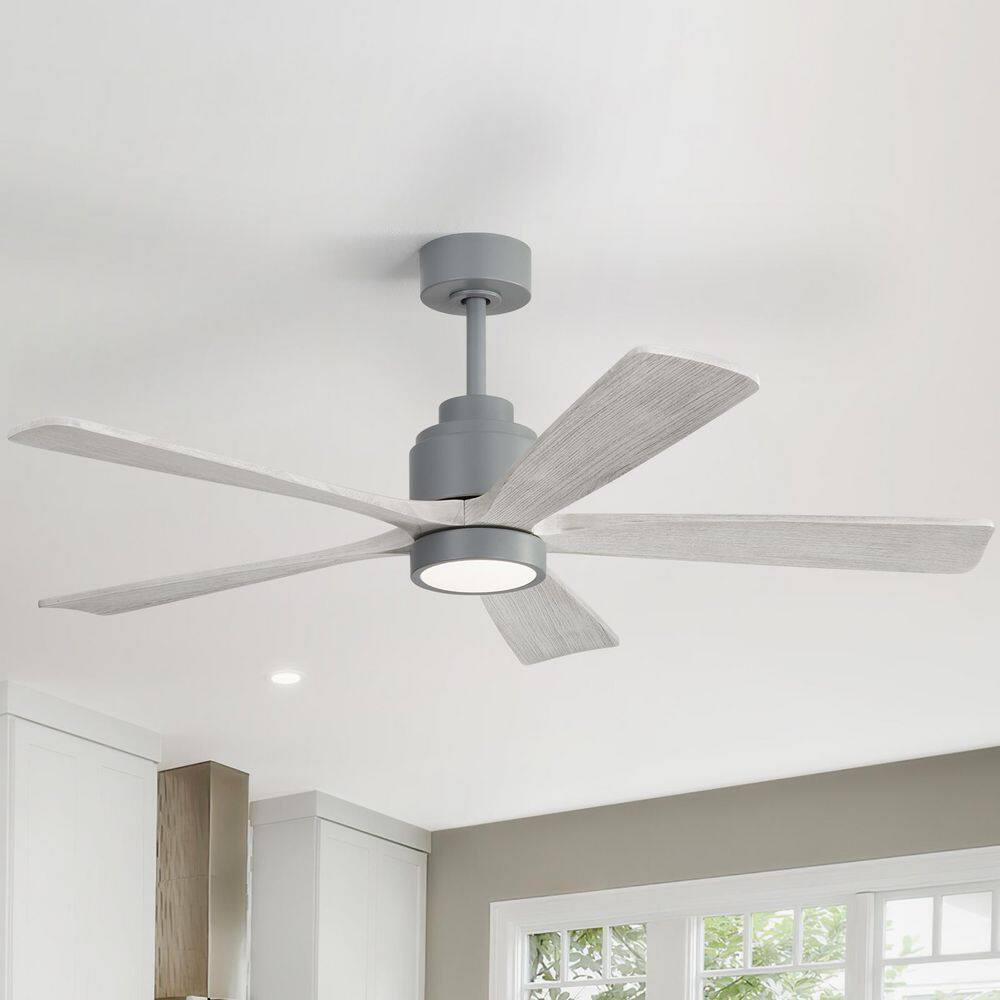 52 in. Indoor/Outdoor Standard Wood Gray Drownrod Ceiling Fan with 3-Color LED Light Kits, 6-Speed DC Motor and Remote price history on PriceWatchPro