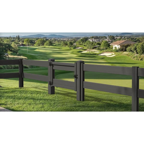 Natures Composites Composite Modern 2-Board Ranch Rail ( 3 ft. H x 4 ft. W) Raven (Black) Fence Gate