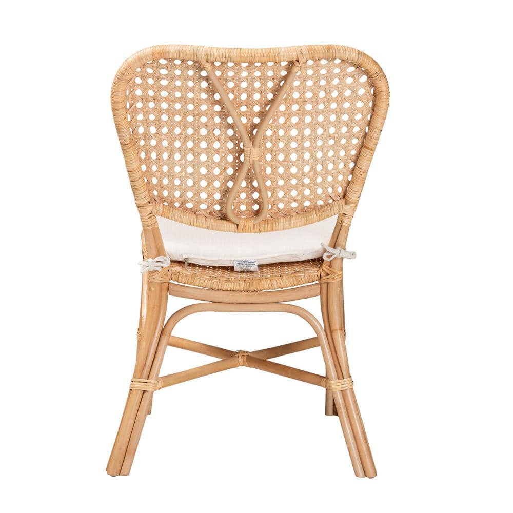 Natural Brown Rattan Cane Dining Chair with X-Base