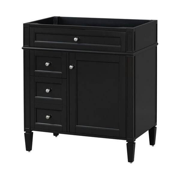Quintina 29.30 in. W Modern Freestanding Bath Vanity Cabinet without Top in Black with Door, Tip-out Drawer, 2 Drawers