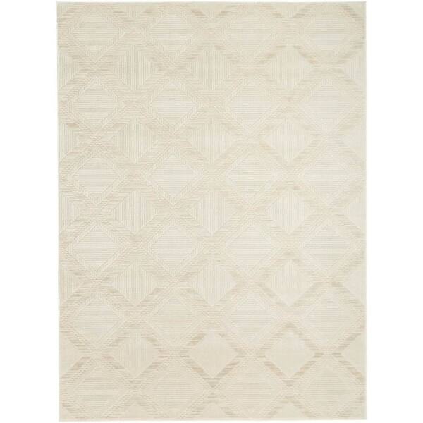 Serenity Home Ivory 4 ft. x 6 ft. Geometric Contemporary Area Rug