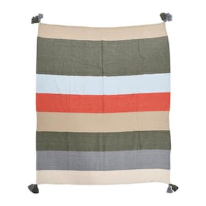 Multi-Colored Striped Cotton Throw Blanket