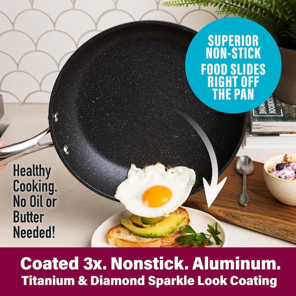 Non-Stick Cookware Set 9-PC Aluminum Nonstick Pots Pans Glass Lids Cooking  Tan