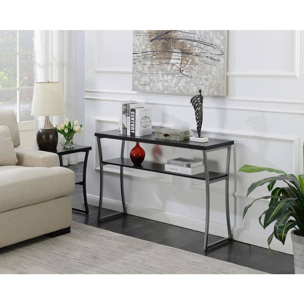 X-Calibur Black Woodgrain Console Table with Storage