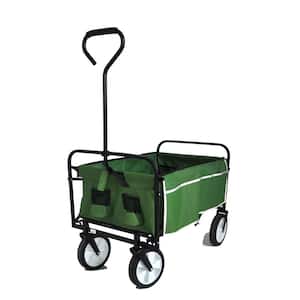 4 cu. fu. Folding Metal Cart Garden Beach Easy to Carry Grass Green Garden Cart