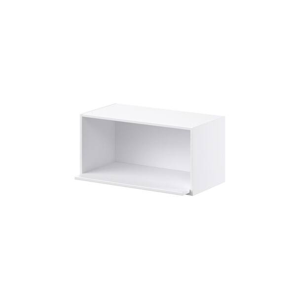 J COLLECTION Fairhope Bright White Slab Assembled Wall Microwave Shelf Kitchen Cabinet (30 in. W X 15 in. H X 18 in. D)
