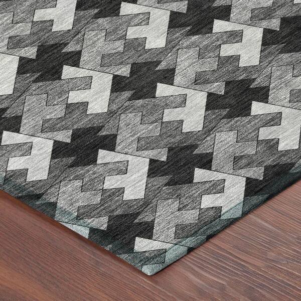 Chantille Machine Washable Indoor/Outdoor Abstract ACN2851 Black 10 ft. x 14 ft. Area Rug