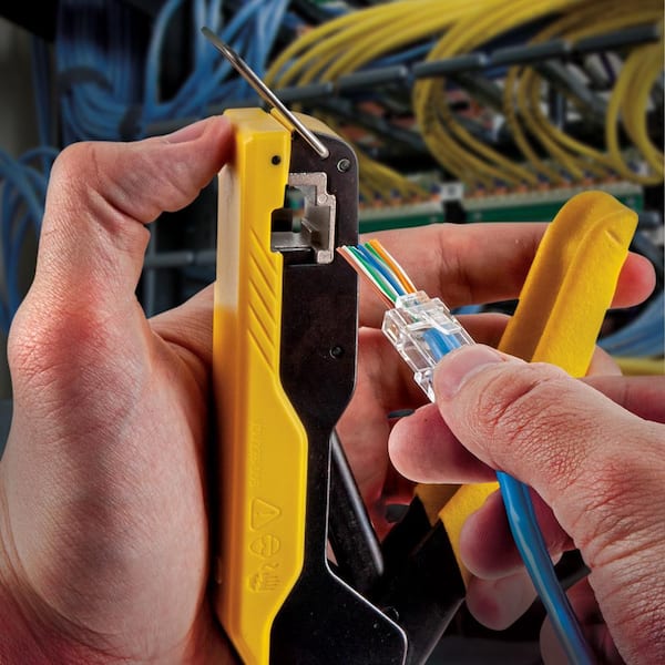 Klein Tools - Compact Pass-Thru Modular Crimper with CAT5E Data Plugs (20-Pack)