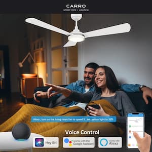 Veter 56 in. Dimmable LED Indoor/Outdoor White Smart Ceiling Fan with Light and Remote, Works with Alexa/Google Home