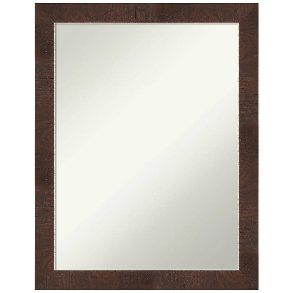 Wildwood Brown and Silver Rectangular Wood Bathroom Vanity Mirror