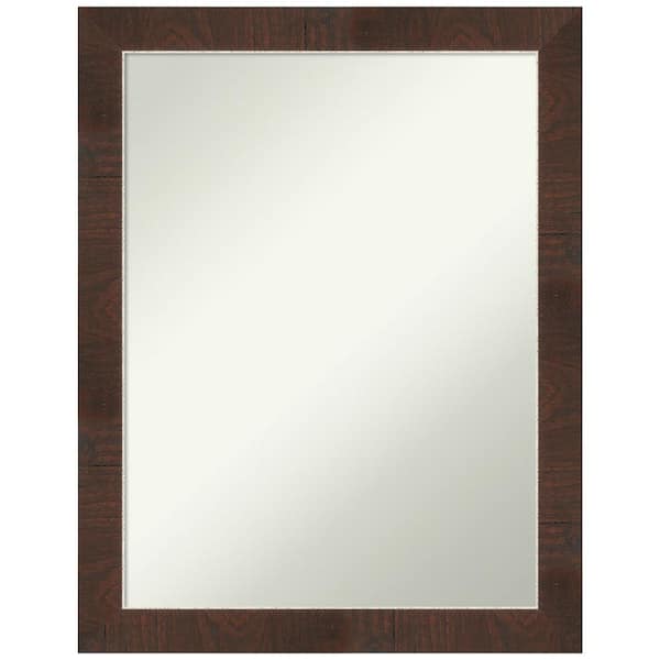 Amanti Art Wildwood Brown Narrow 21.25 in. H x 27.25 in. W Framed Non-Beveled Bathroom Vanity Mirror in Brown