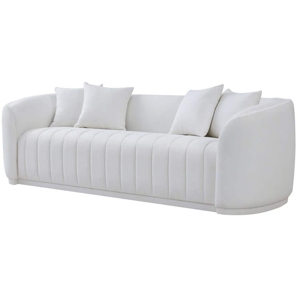 Ashcroft Furniture Co Trewe 92 in. W Round Arm Boucle Fabric