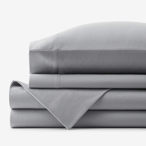 The Company Store Legends Hotel 4-Piece Pearl Gray Velvet Flannel King Sheet Set