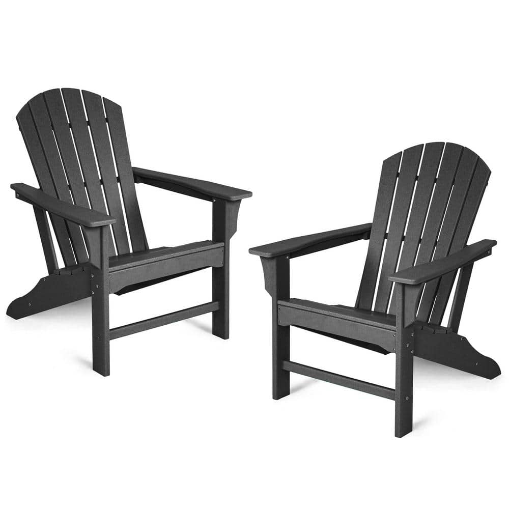 JUSKYS HDPE Black Plastic Resin Adirondack Chair 2 Pack FCY008BK   Juskys Plastic Adirondack Chairs Fcy008bk 64 1000 