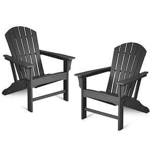 HDPE Black Plastic Resin Adirondack Chair (2-Pack)