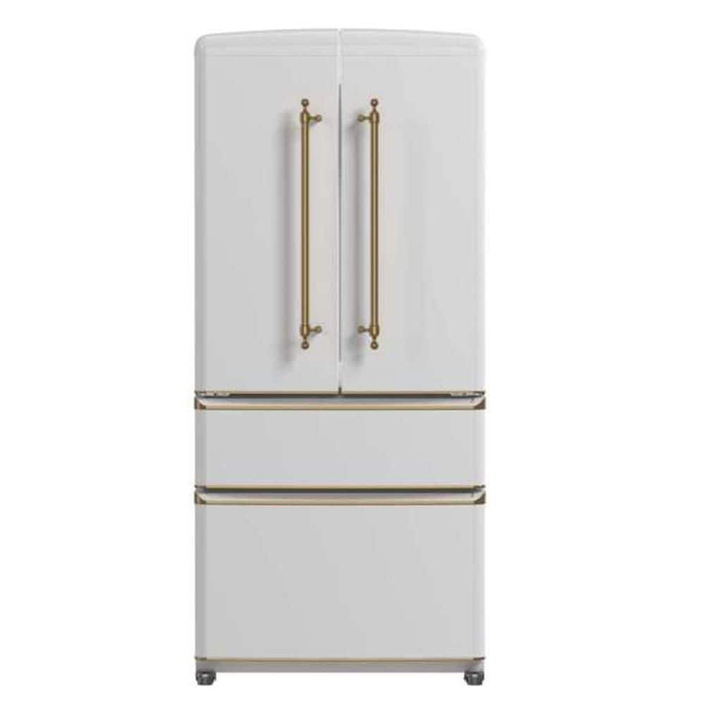Luigi 18 cu. ft. French Door Refrigerator White, Antique Brass Handles