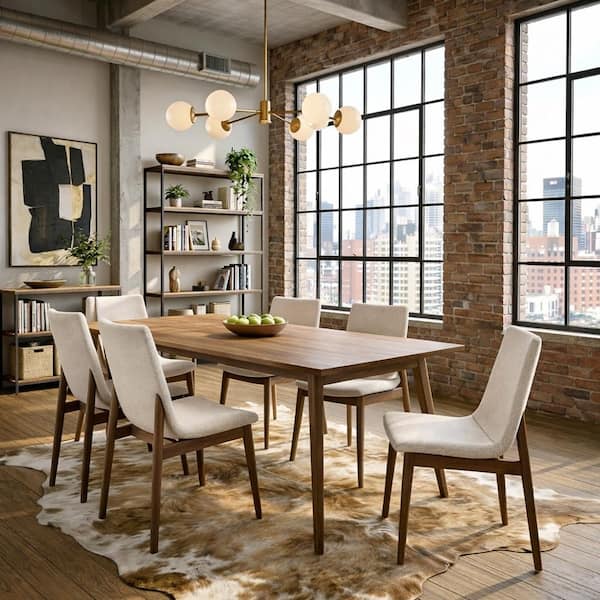 Ardita Beige Fabric Upholstered Italian Style Solid Wood Dining Side Chair Set of 2