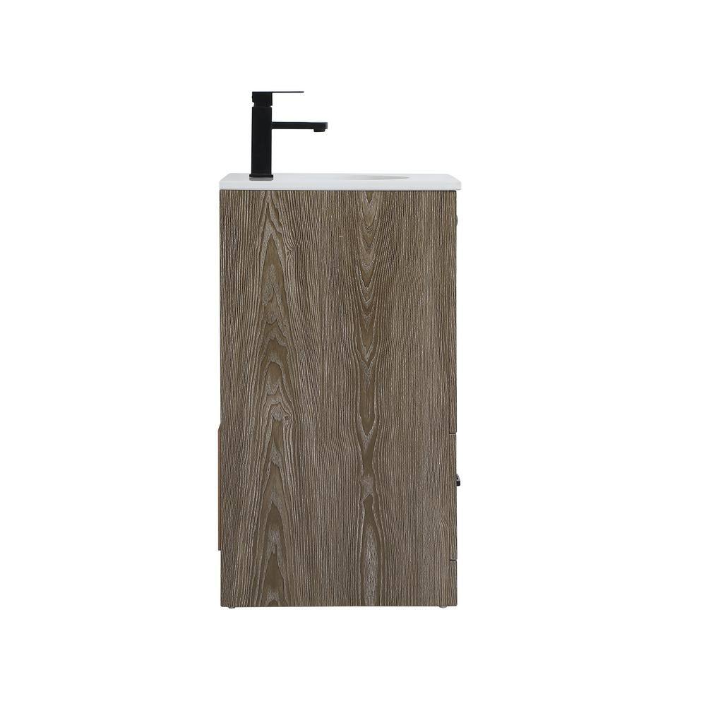 Weathered Oak 18" Single Bathroom Vanity with Porcelain Sink