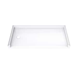 DreamStone 30 in. L x 60 in. W Alcove Shower Pan Base with Left Drain in White