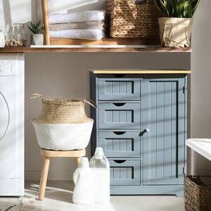 23.6 in. W x 11.8 in. D x 31.6 in. H Gray Freestanding Linen Cabinet with Drawers and Shelves in Gray