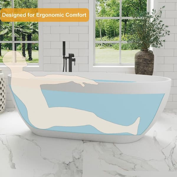 Feelive 63 in. x 28.22 in. Stone Resin Solid Surface Flatbottom