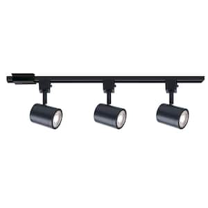 Charge 48 in. 3-Light Black LED ENERGY STAR Track Lighting Kit with Floating Canopy Fee and Track with End Caps, 3000K