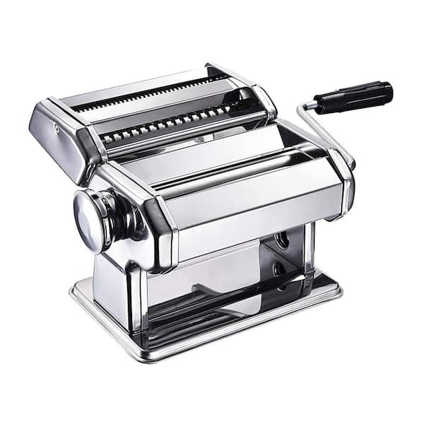 Stainless Steel Manual Pasta Maker with 9 Thickness Settings, Pasta Roller and Cutter for Spaghetti, Fettuccini, Lasagna