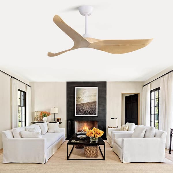 Sofucor 52 Modern Ceiling Fan without Light,Remote Control Noiseless  Reverse Airflow for Farmhouse,Patio,Living Room