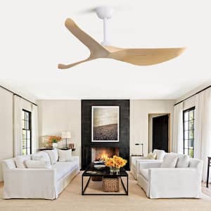 52 in. Indoor/Outdoor Modern White Ceiling Fan without Light and 6 Speed Remote Control