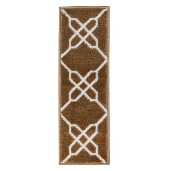 SUSSEXHOME Zigzag Collection Beige 9 in. x 28 in. Polypropylene Stair Tread Cover (Set of 13)