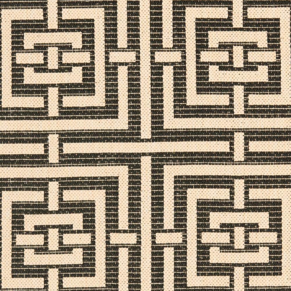 Black and Bone Geometric Indoor/Outdoor Area Rug, 2'7" x 5'