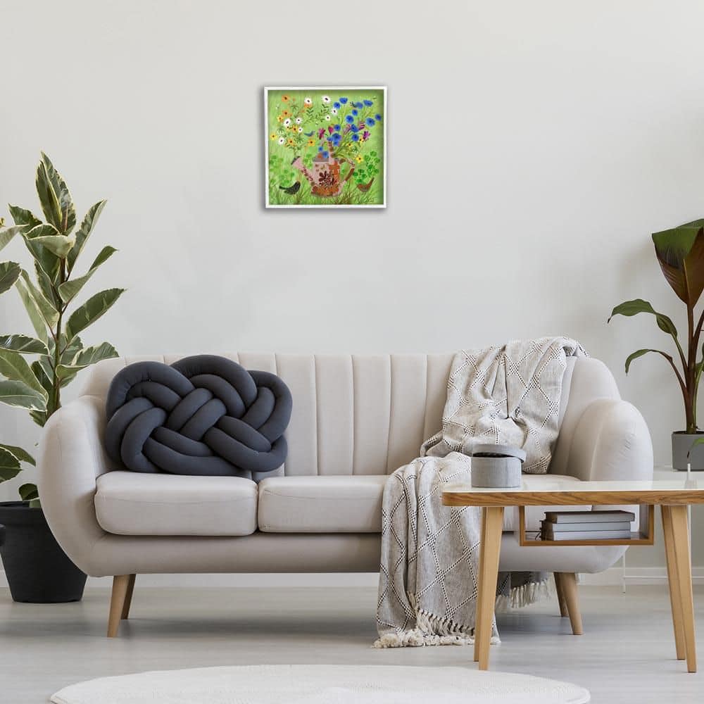 Bright Gardening Can and Birds by Kay Widdowson White Framed Nature Giclee Art Print 17 in. x 17 in. price history on PriceWatchPro