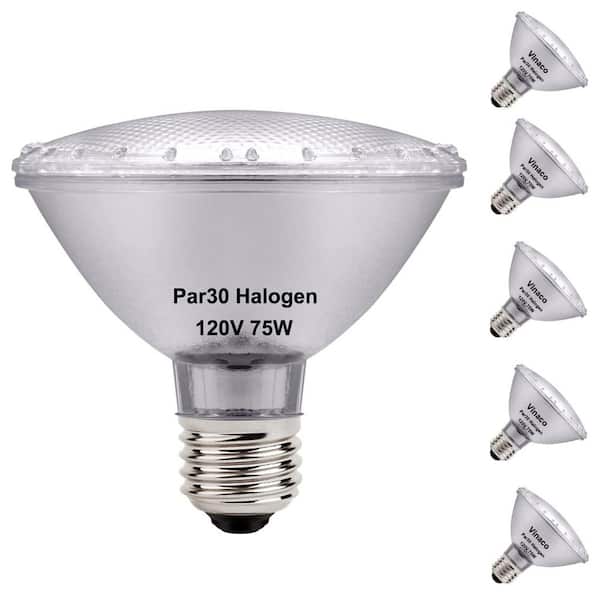 75W PAR30 Short Neck Halogen Flood Light, 6 Pack, Warm White 2800K, Dimmable