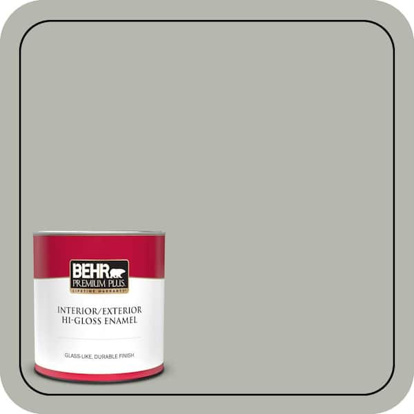 BEHR PREMIUM PLUS 1 qt. #ECC-27-2 Stone Mill Hi-Gloss Enamel Interior/Exterior Paint & Primer