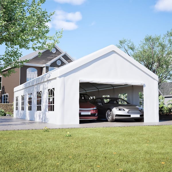 16 ft.x 32 ft. Heavy Duty Carport Canopy with Removable Sidewalls – All-Weather Shelter for Cars & Equipment