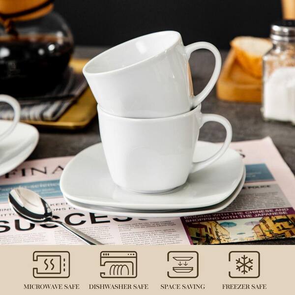 Porseleinen espressokopjes met schoteltjes Niki, 2 stuks