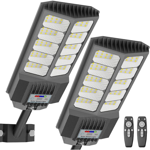 6500W 250000 Lumen LED Solar Street Work Light Outdoor Waterproof Motion Sensor Dusk to Dawn Powered 2 Pack
