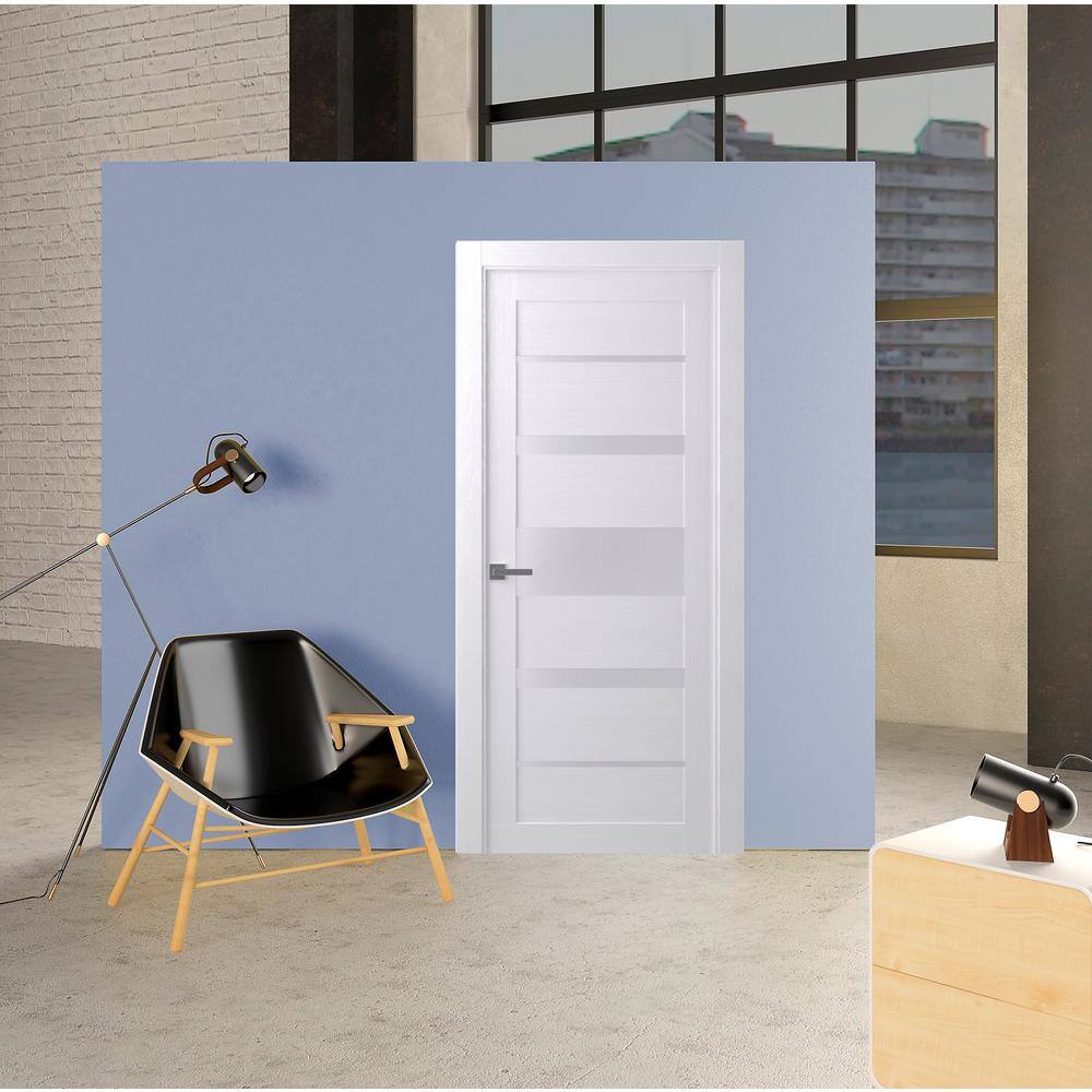 Bianco Noble Frosted Glass and Pine Composite Interior Door