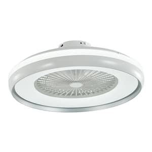 20 in. Integrated LED Indoor White Gray Modern Enclosed Low Profile Ceiling Fan Light