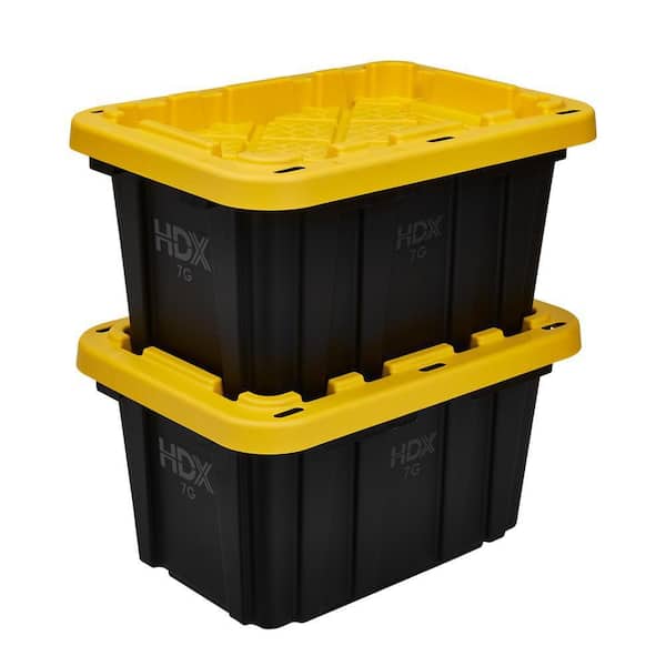 HDX 7 Gal. Tough Storage Tote in Black with Yellow Lid 999-7G-HDX