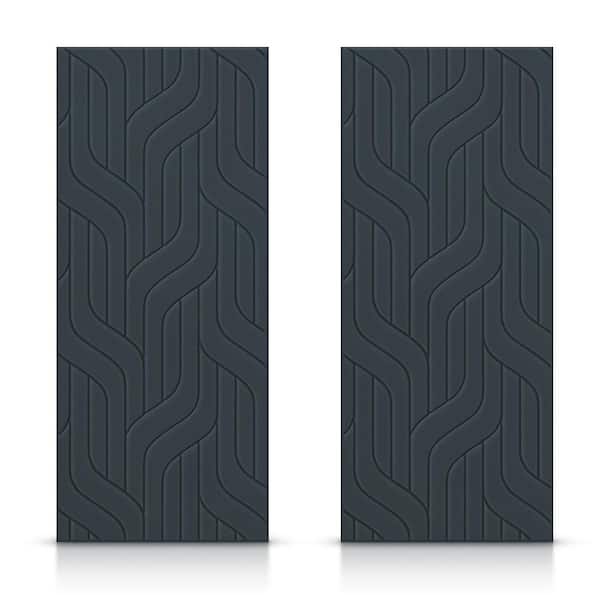 CALHOME 48 in. x 80 in. Hollow Core Charcoal Gray Painted Composite MDF Interior Double Closet Sliding Doors