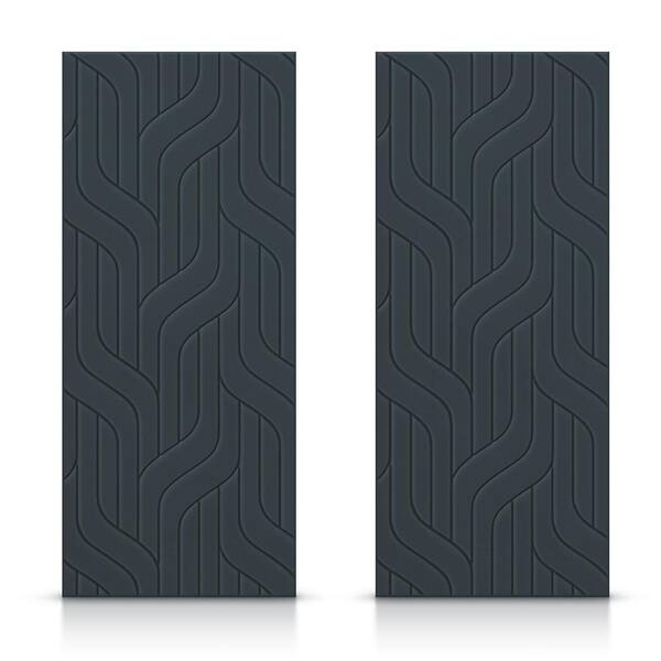 CALHOME 84 in. x 84 in. Hollow Core Charcoal Gray Painted Composite MDF Interior Double Closet Sliding Doors