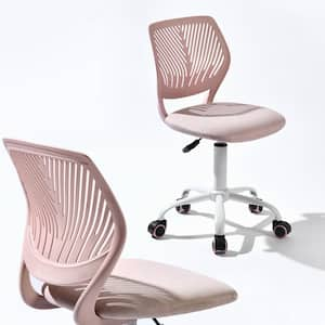 Carnation Fabric Ergonomic Swivel Task Chair Set of 2 in Beige Pink with Adjustable Height and Back Support for Teens