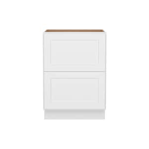 Easy-DIY 24-in W x 24-in D x 34.5-in H in Shaker White Ready to Assemble Drawer Base Kitchen Cabinet with 2 Drawers