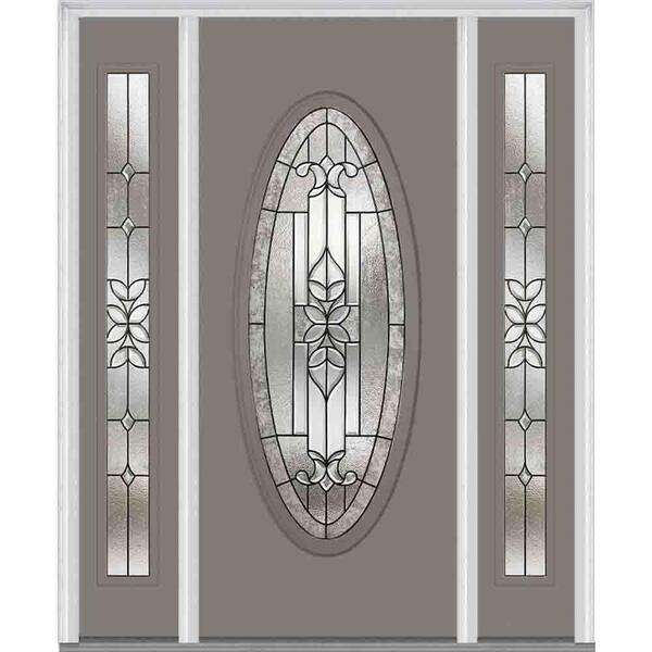 Milliken Millwork 64.5 in. x 81.75 in. Cadence Decorative Glass Full Oval Painted Majestic Steel Exterior Door with Sidelites