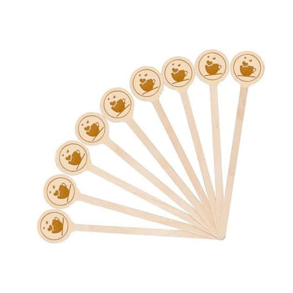 Natural Brown Disposable Wood Stir Sticks Tableware Beverage Mixer Round Ends 104-Pieces Coffee and Cocktail Stirrers