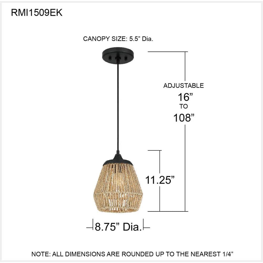 Earth Black Rattan Mini Pendant Light