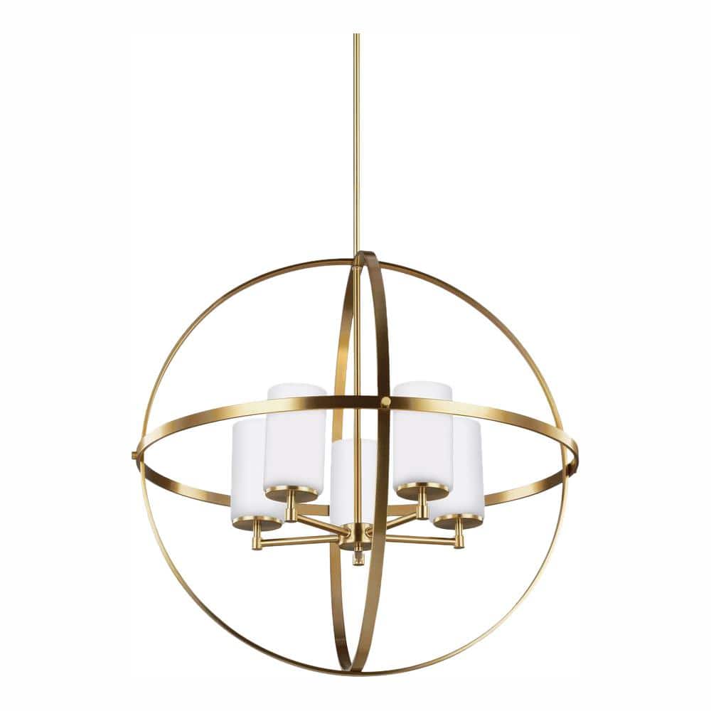 Alturas 5-Light Satin Brass Modern Hanging Globe Chandelier with LED Bulbs price history on PriceWatchPro