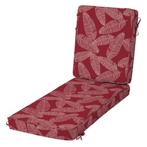 Modern Outdoor Chaise Cushion 21 x 46, Red Leaf Palm