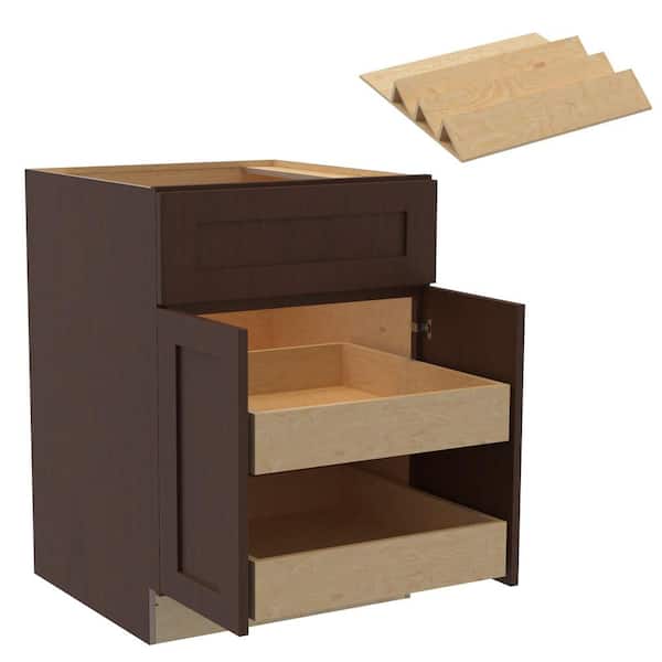 Home Decorators Collection Newport 24 in. W x 24 in. D x 34.5 in. H Assembled Plywood Base Kitchen Cabinet in Manganite with 2ROT Spice Soft Close